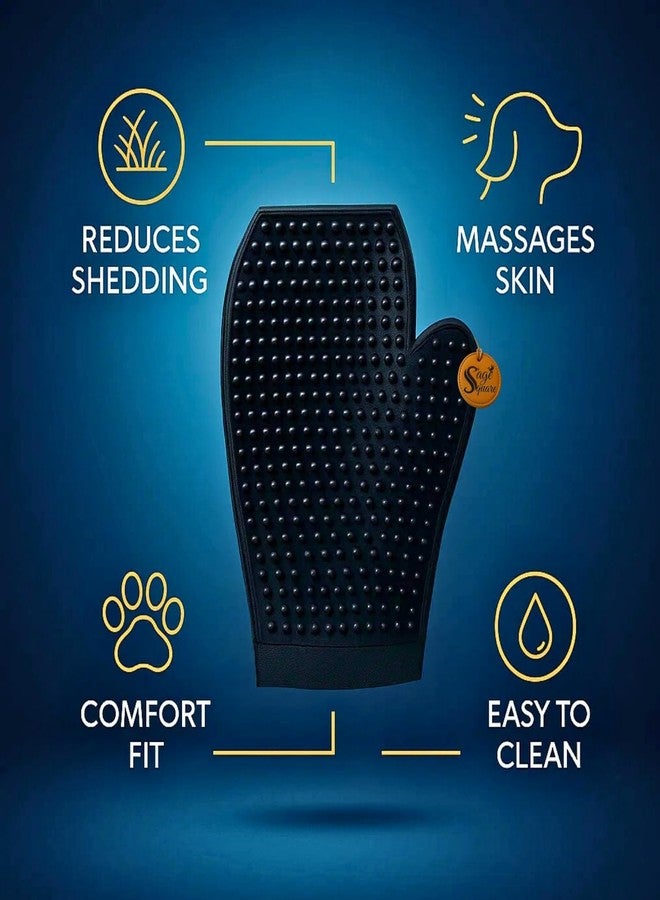 سايج سكوير مشط تنظيف الحيوانات الأليفة من سيج سكوير ذو وجه واحد وقفاز مطاطي مزدوج الجوانب لإزالة الشعر الزائد | أداة لإزالة التشابك والاستحمام اللطيف للكلاب والقطط | مجموعة متكاملة للعناية بالحيوانات الأليفة لإزالة الشعر الزائد والبراغيث والتدليك - Image 3